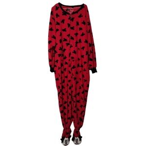 DISNEY Mickey Mouse Adult Small Onesie Zip Fleece PJs w Pockets + Grippers | GUC